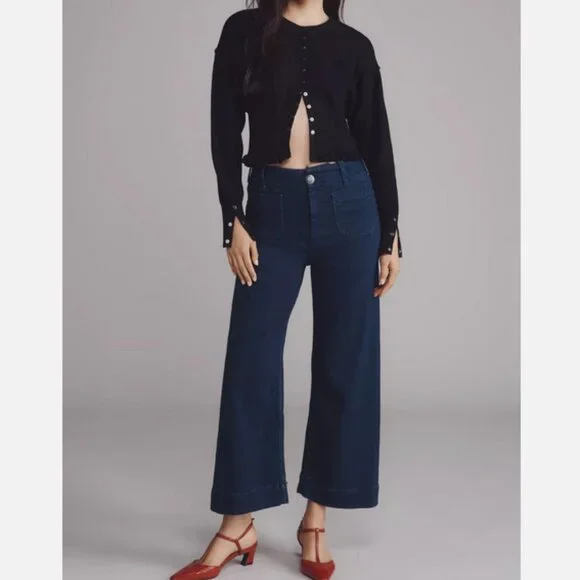 Anthropologie The Colette Crop High-Rise Wide-Leg Jeans by Maeve 25P 25 P NWT - Picture 4 of 8